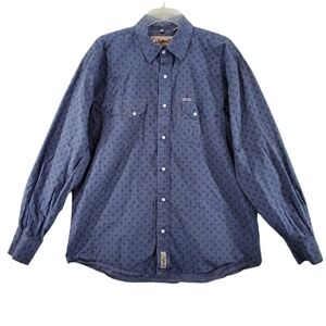 Rafter C Cowboy Collection Shirt Mens XL Pearl Snap Blue Gray Mandela AOP L/S